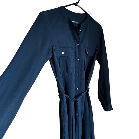 Banana Republic Factory Black Shirt Dress Tie Waist Black Sz 0 - Picture 4 of 8